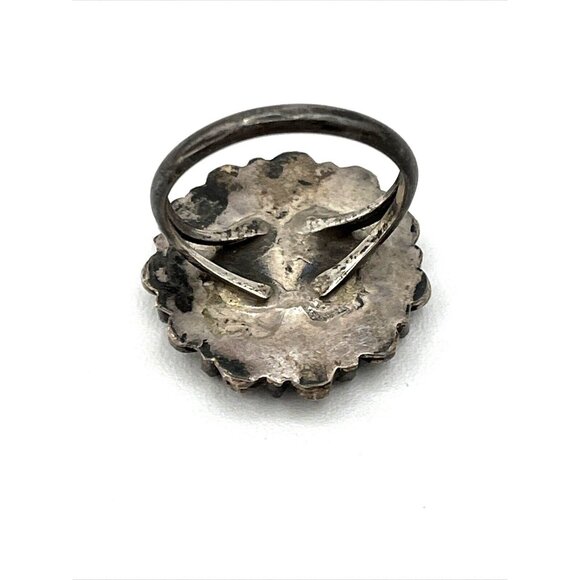 Vintage Zuni Petit Point Turquoise Ring 925 Sterling Silver Size 7.25 - Picture 6 of 8